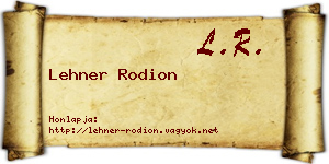 Lehner Rodion névjegykártya